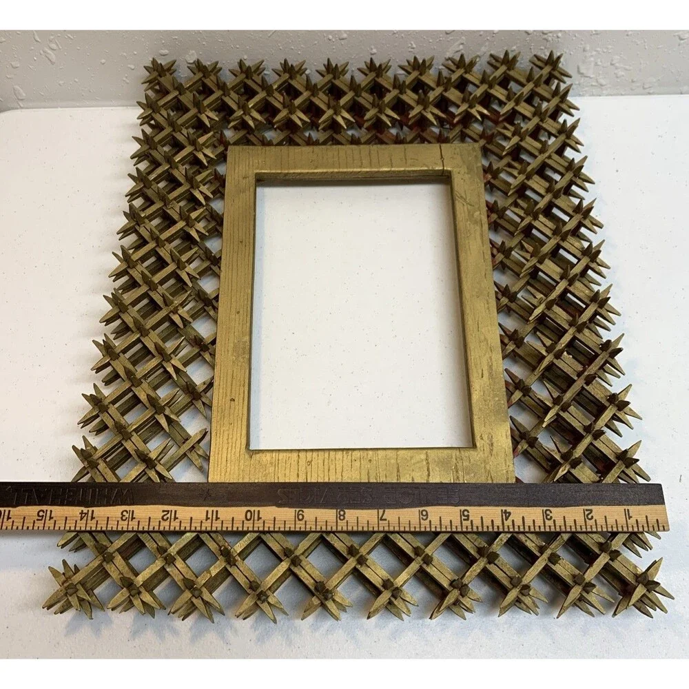 Rare Vintage Tramp Folk Art Crown of Thorns Picture Frame